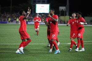 Cyle Larin Goal Celebration With Alphonso Davies as the CanMNT Defence Played Well